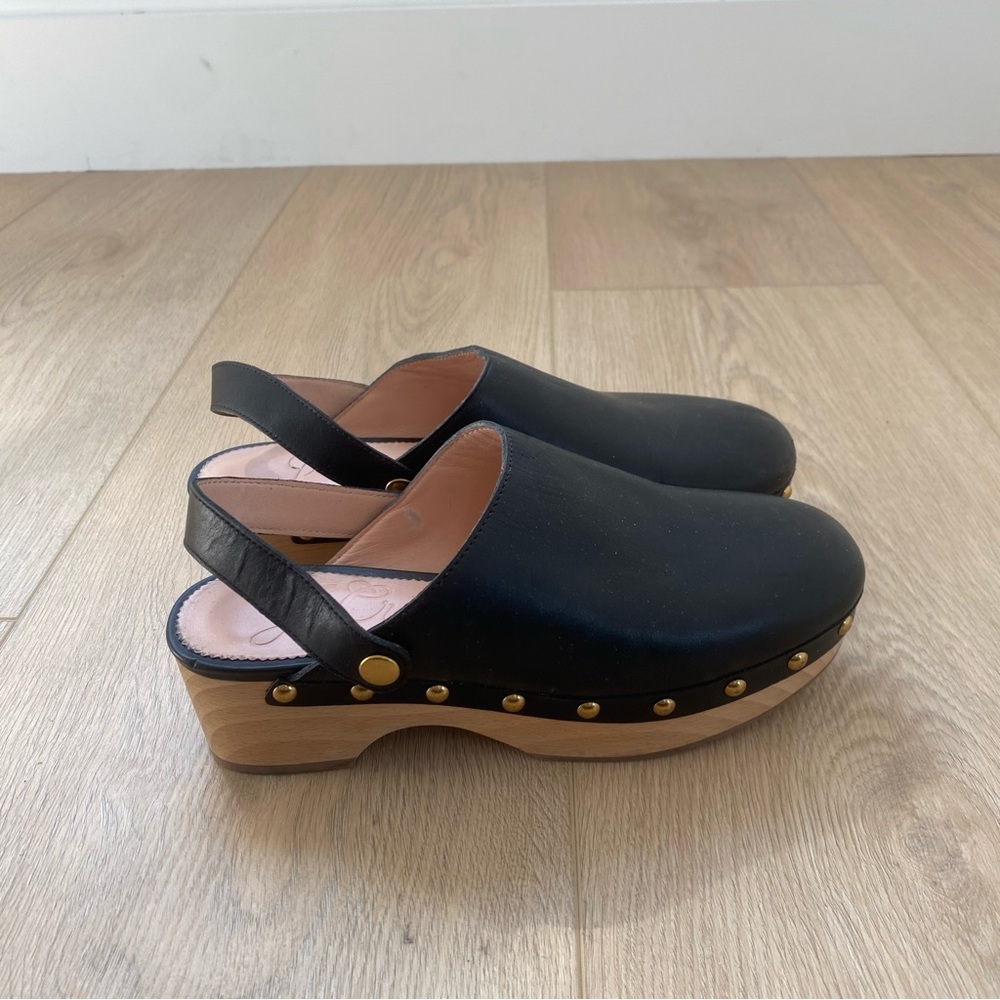 J.Crew Womens Convertible Leather Clogs Black Size 7.5